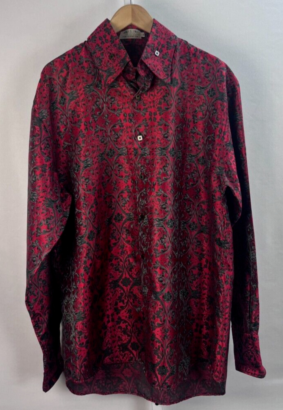 Angelino For Bermuda Fiery Bold Ornamental Shirt Shiny Red Black 3XL